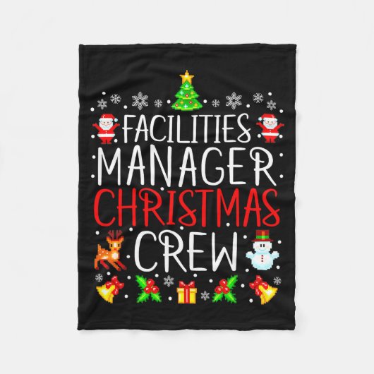 Facilities Manager Christmas Crew Matching Xmas  フリースブランケット (正面)