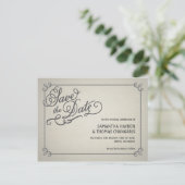 Fade 素朴 Cream日付の保存 案内ポストカード (スタンド正面)