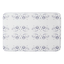 Faded Blue and White Floral Pattern バスマット