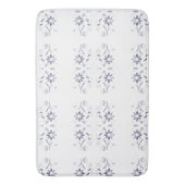 Faded Blue and White Floral Pattern バスマット (正面縦)