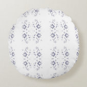 Faded Blue and White Floral Pattern ラウンドクッション (正面)