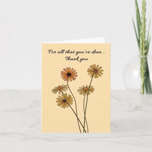 Faded Dried Flowers Thank You サンキューカード (正面)