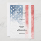 Faded Grunge American Flag Minimalist Wedding 招待状 (正面)