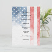 Faded Grunge American Flag Minimalist Wedding 招待状 (スタンド正面)