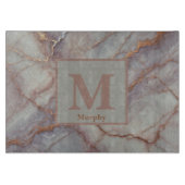 Faded Lavender Marble with Bronze Streaks Monogram カッティングボード (正面)