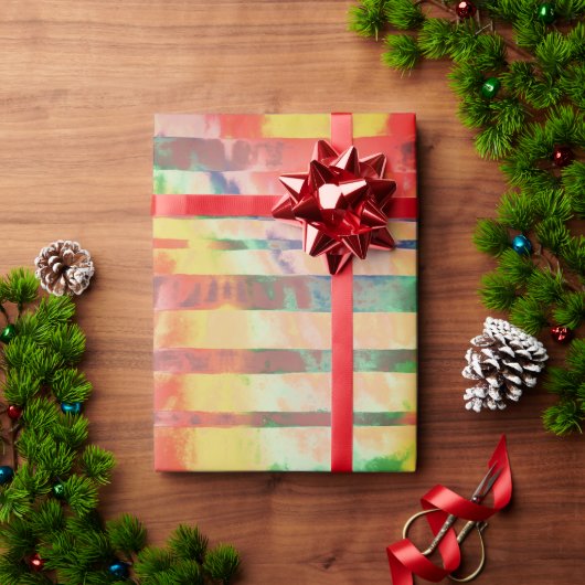 Faded Stripe Colorful Wrapping Paper ラッピングペーパー (クリスマスギフト)