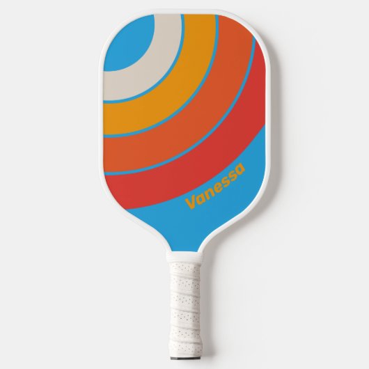 Faded Surf Blue Circle Stripe with Name ピックルボールラケット (正面)