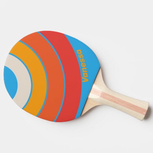 Faded Surf Blue Circle Stripe with Name 卓球ラケット (横)