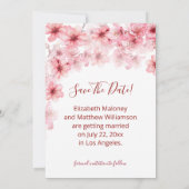 Faded Watercolor Cherry Blossom Photo Wedding セーブザデート (裏面)