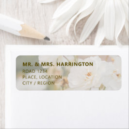 Faded White Rose Photo Background Elegant Wedding ラベル