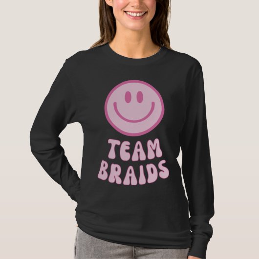 Fades or Braids Gender Reveal Retro Team Braids Tシャツ (正面)