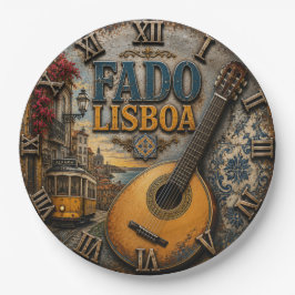 Fado Lisboa Portuguese Guitar Music Decor ペーパープレート