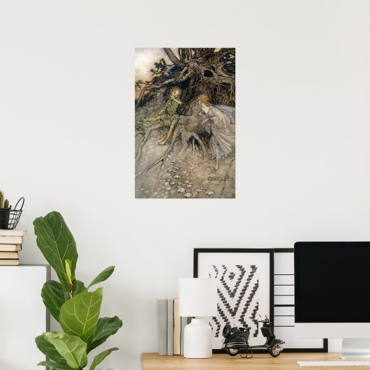 Faery, Midsummer Night's Dream, Rackham 16W x 24H ポスター (ホームオフィス)