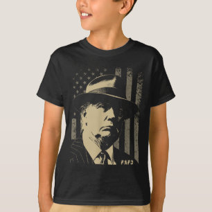 Fafoおもしろいトランプ写真米国国旗のレトロ動揺して Tシャツ