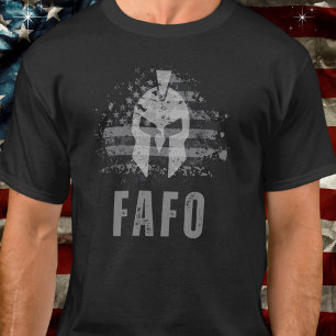 FAFO スパルタンヘルメット アメリカ国旗 愛国 Tシャツ