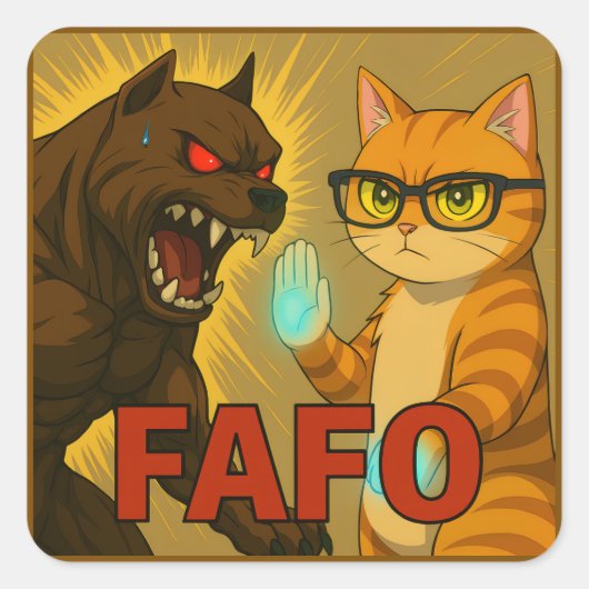 FAFO Cat and Dog Funny Sticker | Unbothered Pet At スクエアシール (正面)