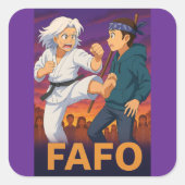 FAFO Fearless Older Woman–Bold Kick Sticker スクエアシール (正面)