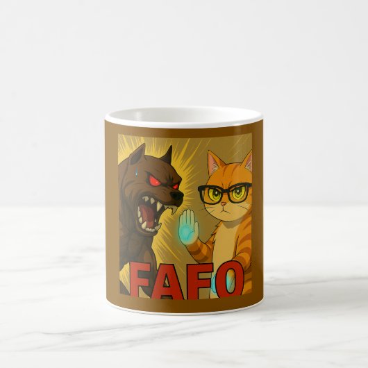 FAFO – Small Cat, Big Attitude Coffee Mug モーフィングマグカップ (中央)