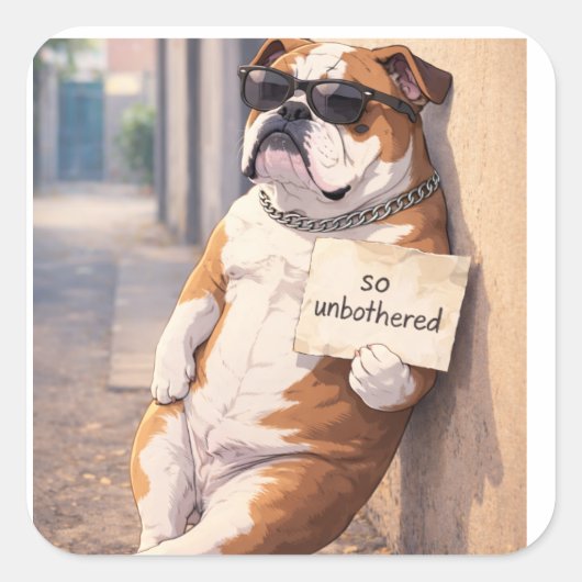 FAFO — Unbothered Bulldog Sticker スクエアシール (正面)