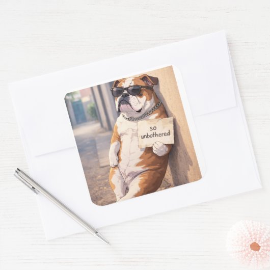 FAFO — Unbothered Bulldog Sticker スクエアシール (封筒)
