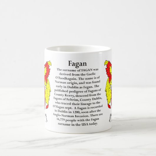 Fagan家族の紋章付き外衣 コーヒーマグカップ (中央)