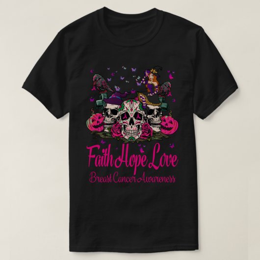 Faight Hope Love Pumpkin乳がん、シュガースカル Tシャツ (デザイン正面)