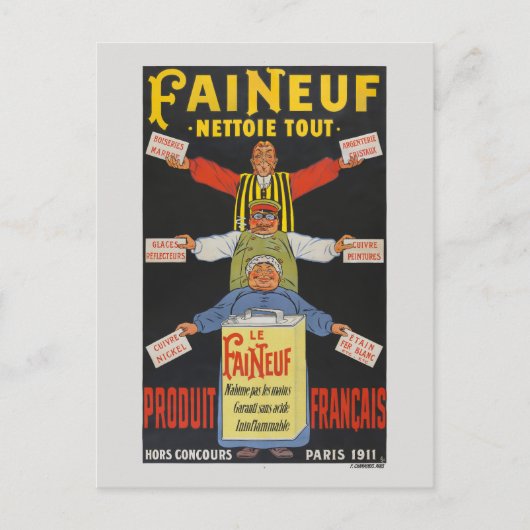 Faineuf France Vintage Poster 1911 ポストカード (正面)
