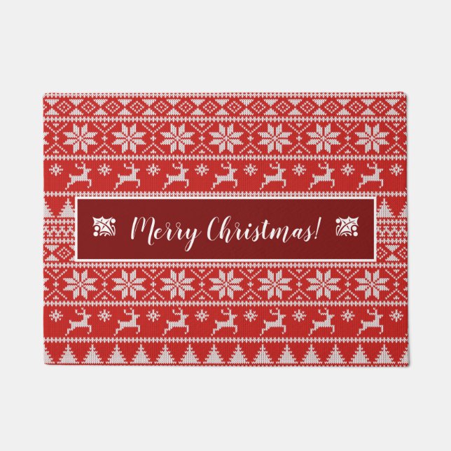 Fair Isle Christmas ドアマット (正面)