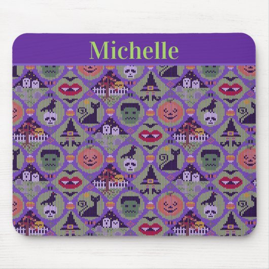 Fair Isle Cute Halloween Knitted Sweater Pattern マウスパッド (正面)