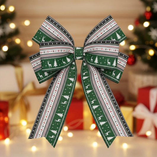 Fair Isle Holiday Knit グログランリボン