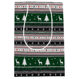 Fair Isle Holiday Knit ミディアムペーパーバッグ