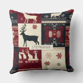 Fair Isle Knitted Patchwork | Rustic Reindeer クッション (裏面)