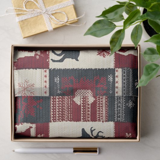Fair Isle Knitted Patchwork | Rustic Reindeer 薄葉紙 (ギフト)