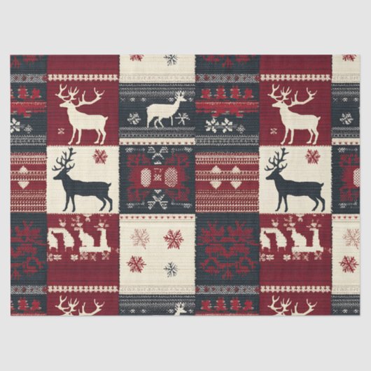 Fair Isle Knitted Patchwork | Rustic Reindeer 薄葉紙 (正面)
