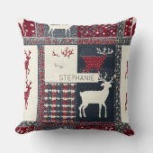 Fair Isle Knitted Patchwork | Rustic Reindeer (2) クッション (正面)