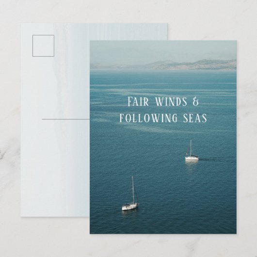Fair Winds & Following Seas Nautical Sailing ポストカード (正面/裏面)