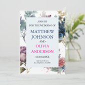 Faire invitation de mariage floral ardoise humeur  招待状 (スタンド正面)
