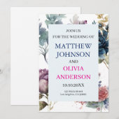 Faire invitation de mariage floral ardoise humeur  招待状 (正面/裏面)