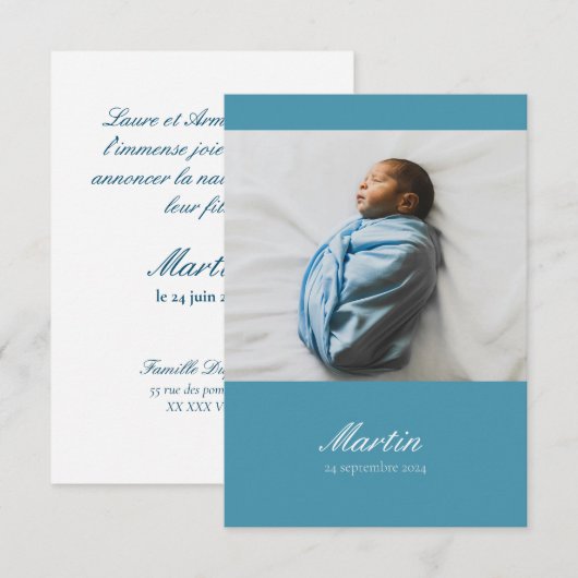 Faire-part偵察 – クラシック1写真 招待状 (正面/裏面)