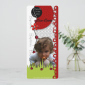Faire-part baptême coccinelle Lou-Anne avec photo 招待状 (スタンド正面)