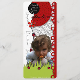 Faire-part baptême coccinelle Lou-Anne avec photo 招待状