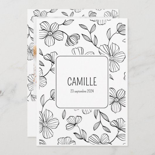 Faire-Part "Camille" 招待状 (正面/裏面)