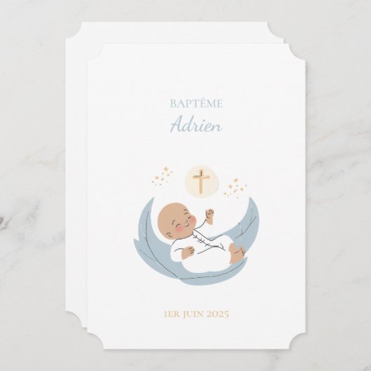 Faire-part de Baptême Adrien  招待状 (正面/裏面)
