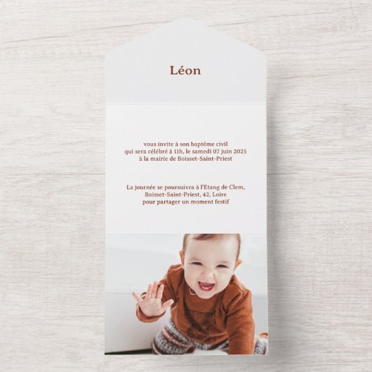Faire-Part de Baptême Léon オールインワン招待状 (内側)