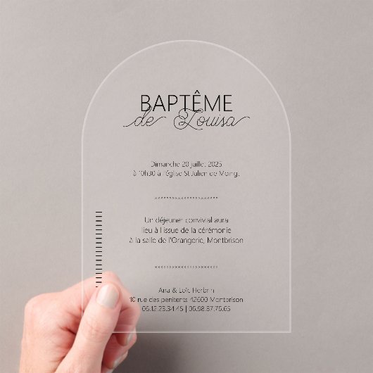Faire-Part de Baptême Louisa アクリル招待状 (インサイチュ (ポータブル))