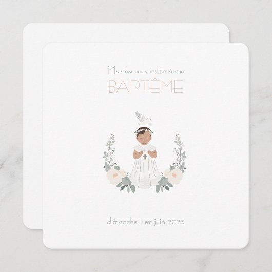 Faire-Part de Baptême Marina 招待状 (正面/裏面)