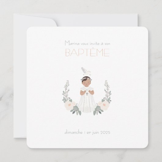 Faire-Part de Baptême Marina 招待状 (正面)