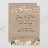 Faire-part de mariage champêtre guinguette 招待状 (正面/裏面)