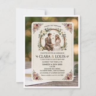Faire-part de Mariage Champêtre : L'Amour en Douce 出欠カード