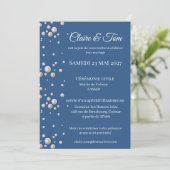 Faire-part de mariage élégant bleu marine  招待状 (スタンド正面)
